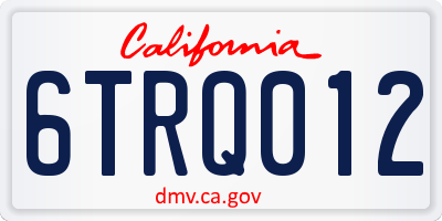 CA license plate 6TRQ012