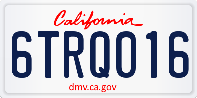 CA license plate 6TRQ016