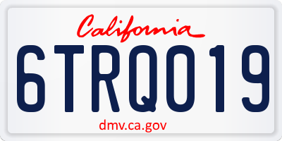 CA license plate 6TRQ019