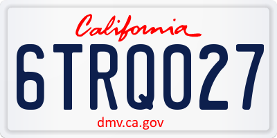 CA license plate 6TRQ027