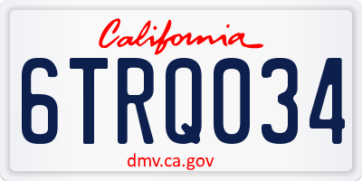 CA license plate 6TRQ034