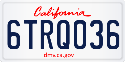 CA license plate 6TRQ036