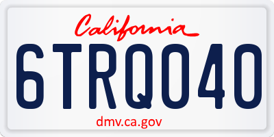 CA license plate 6TRQ040