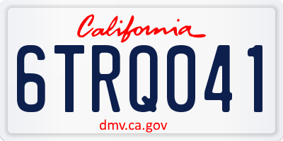 CA license plate 6TRQ041