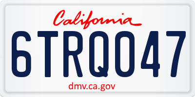 CA license plate 6TRQ047