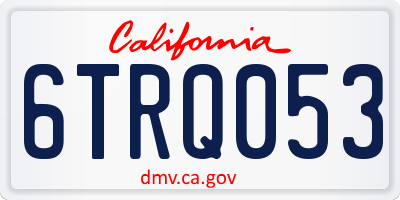 CA license plate 6TRQ053