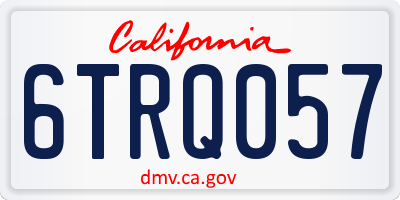 CA license plate 6TRQ057