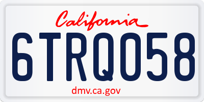 CA license plate 6TRQ058