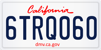 CA license plate 6TRQ060
