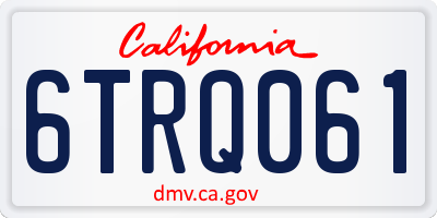 CA license plate 6TRQ061