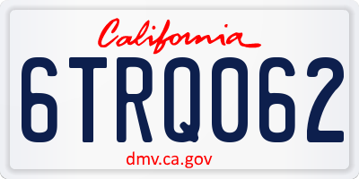 CA license plate 6TRQ062