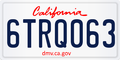 CA license plate 6TRQ063