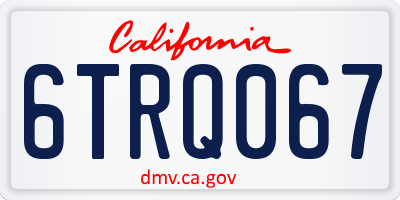 CA license plate 6TRQ067