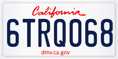 CA license plate 6TRQ068