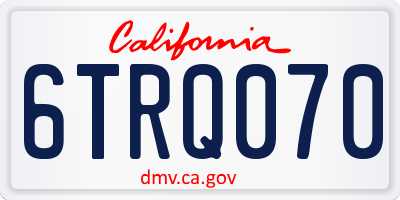 CA license plate 6TRQ070