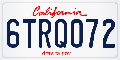 CA license plate 6TRQ072