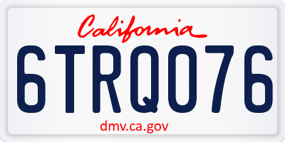 CA license plate 6TRQ076