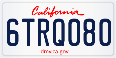 CA license plate 6TRQ080