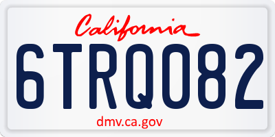 CA license plate 6TRQ082