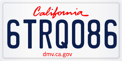 CA license plate 6TRQ086