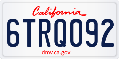 CA license plate 6TRQ092