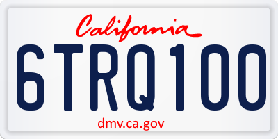 CA license plate 6TRQ100