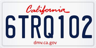 CA license plate 6TRQ102