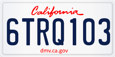 CA license plate 6TRQ103