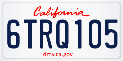 CA license plate 6TRQ105