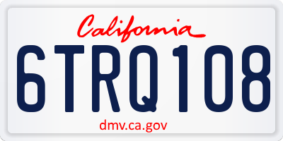 CA license plate 6TRQ108