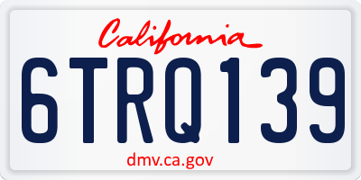 CA license plate 6TRQ139