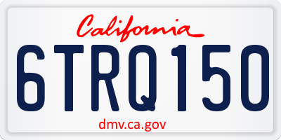 CA license plate 6TRQ150