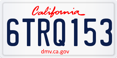 CA license plate 6TRQ153