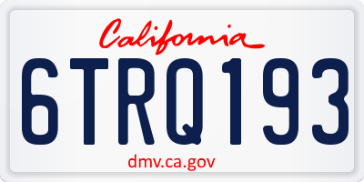 CA license plate 6TRQ193