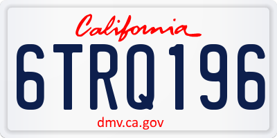 CA license plate 6TRQ196