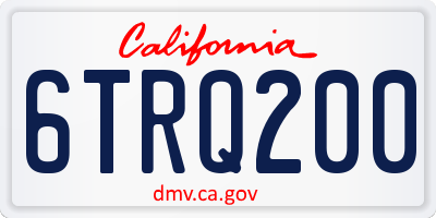 CA license plate 6TRQ200