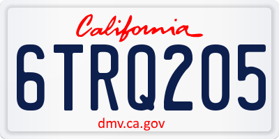 CA license plate 6TRQ205