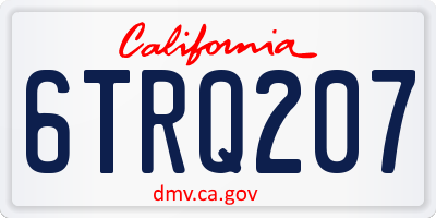 CA license plate 6TRQ207