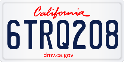 CA license plate 6TRQ208