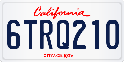 CA license plate 6TRQ210