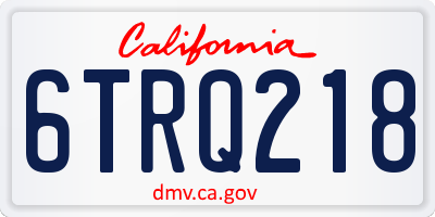 CA license plate 6TRQ218