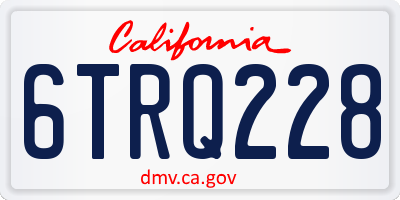 CA license plate 6TRQ228