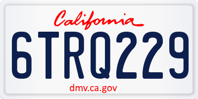 CA license plate 6TRQ229