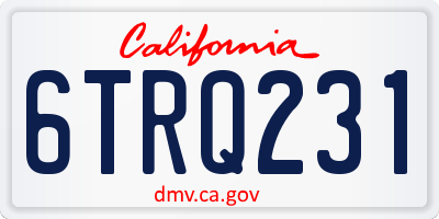 CA license plate 6TRQ231