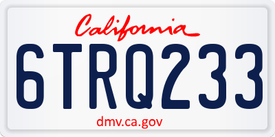 CA license plate 6TRQ233