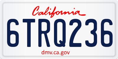 CA license plate 6TRQ236