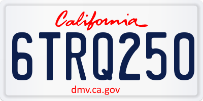 CA license plate 6TRQ250