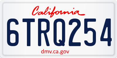 CA license plate 6TRQ254