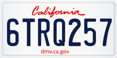 CA license plate 6TRQ257
