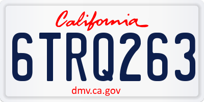 CA license plate 6TRQ263